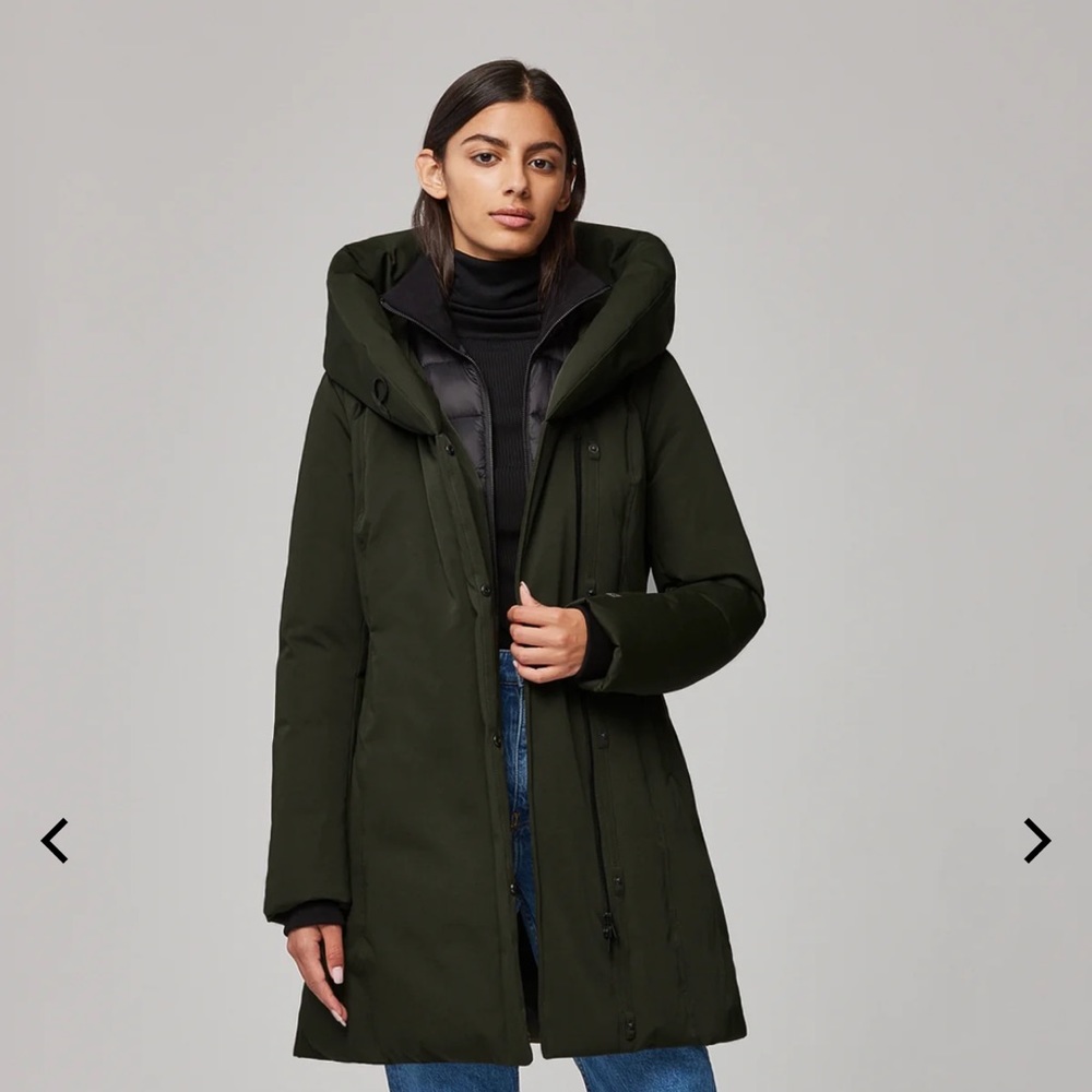 Soia & Kyo Camelia Down Coat, Size S in Cedar